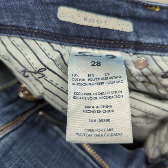 EUC Seven7 Boot Blue Cotton Blend Jeans Womens Size 28 - Picture 5 of 5